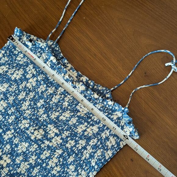 Reformation Blue Floral Print Crepe Sleeveless Square Neck Midi Dress, size M - Picture 7 of 10